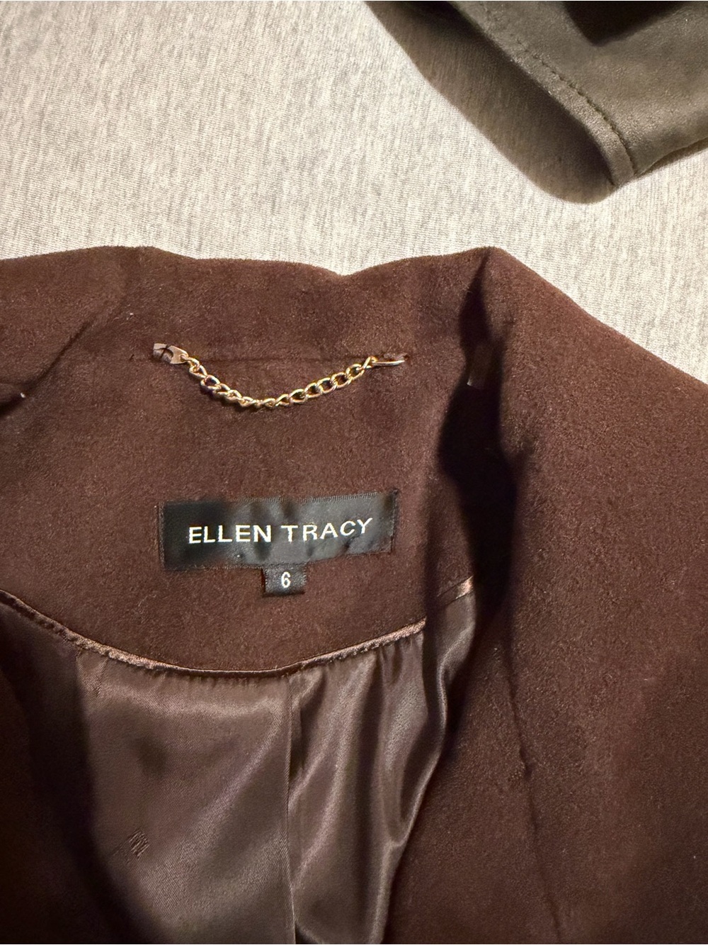 NWOT Ellen Tracy Angora Wool Blend Pea Coat Size 6 Brown - Picture 3 of 16
